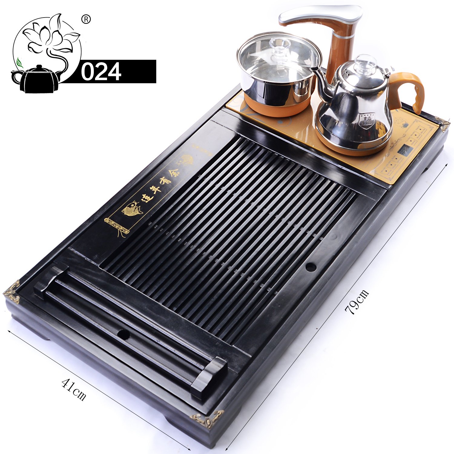 Bộ bàn trà bao gồm: Khay trà 024+ Bộ bếp điện tự động hút nước, đun sôi D05